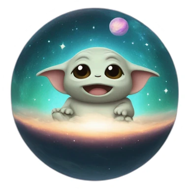 Grogu Cosmic méditation with planet sticker
