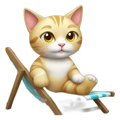 cat relaxing on the beach sticker