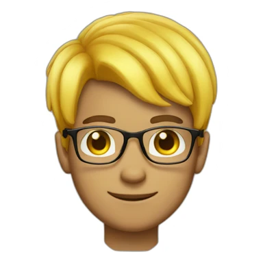 mashroomhair boy with glasses yellow sticker
