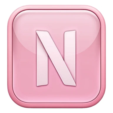 Netflix aesthetic "N" logo in pastel pink with white glowing outline sticker