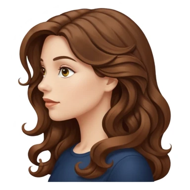 A white woman in profile with long, wavy brown hair sticker