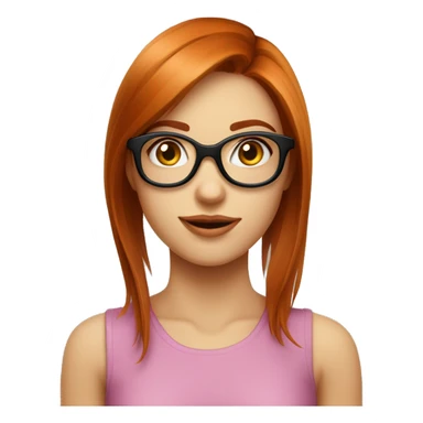 Fille rousse cheveux tres longs lisse lunettes ronde noire yeux   sticker