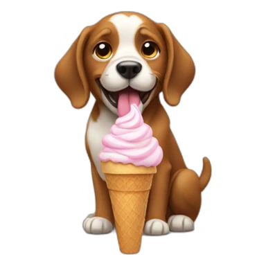 Doggy eating a ice cream sticker
