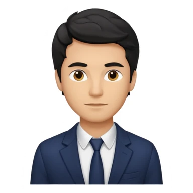 man in his 30s, wavy black hair, wearing a t-shirt and blazer, confident look emoji sticker