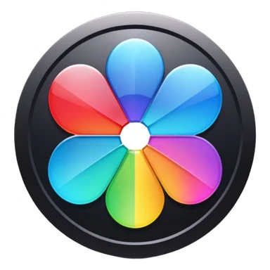 Davinci resolve "Color managment" shape, glossy iconm (rainbow colors) sticker