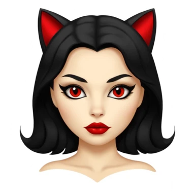 Cat woman goldish skin dark black eyes with black eyeliner dark hair big lips  sticker