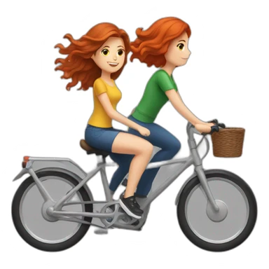 Brunette and redhead riding bikes sticker