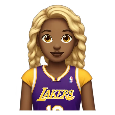 girl wearing yellow lakers jersey sticker