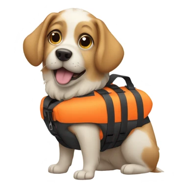 Dog wearing a life jacket  sticker