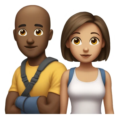 Four members of a casual family. Dad who are tall, bald and muscular. Mom who has fair hair and nice. Big sis who has fair hair. Lil sis who has brown hair sticker