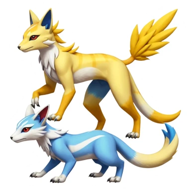 Latias-Vernid-Lombax-Renamon-Zeraora-Bastet-Fakémon-hybrid-fusion-creature, full body sticker