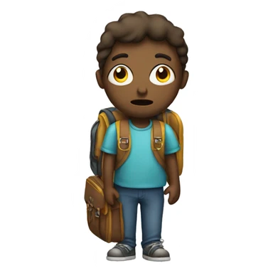 Sad person with a school bag sticker