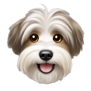 Havanese dog with ash brown and blonde streaks in the fur woth a happy expression sticker