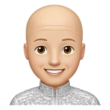 John Hendy from East 17 with light skin, bald head, white sequin outfit sticker