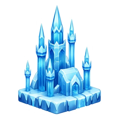 ice palace object icon, crystal ice palace, tall icy towers, transparent blue ice walls, sparkling details, soft glow, 3D cartoon, mobile game icon style, centered, clean background, soft shadow, no text, no watermark



 sticker