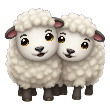 Two fluffy sheep hugging  sticker