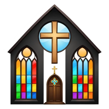 Catholic church with cross and colourful glass windows sticker