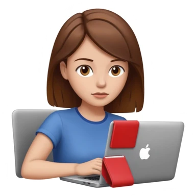woman with brown hair using laptop sticker