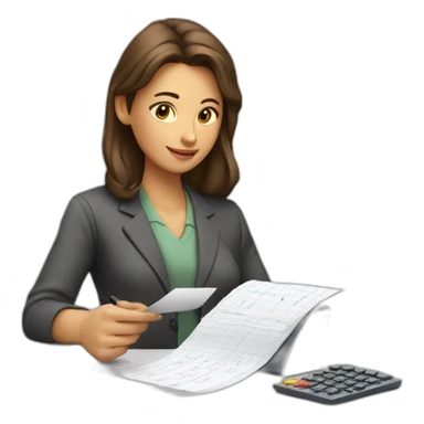fisrt woman with calculators and second woman filling paperworks sticker