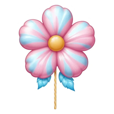 Fluffy cotton candy flower with shiny, glazed sugar strands and glistening highlights sticker