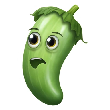 cucumber with a silly facial expression sticker