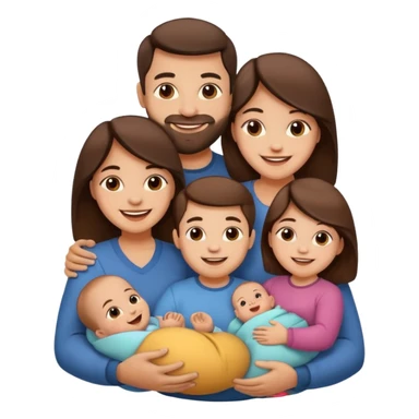 brown family with mom dad daughter son and baby sticker