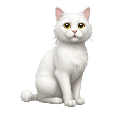 furry white cat, full body sticker