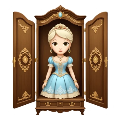 A character from the fairy tale Beauty and the Beast — the lady who was transformed into a wardrobe by magic. This character retains the wardrobe's original form while having a slight touch of anthropomorphism. sticker