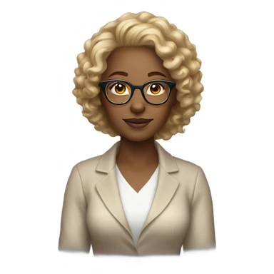 Gorgeous light brown woman with blonde curly hair and glasses sticker