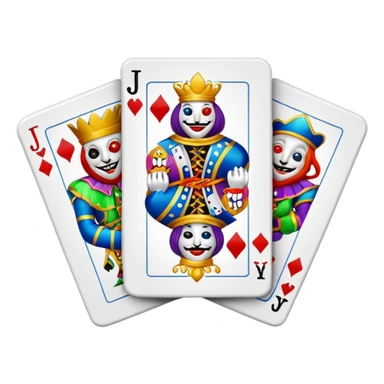 bunch of poker cards, with crazy colorful jolly jokers inside sticker