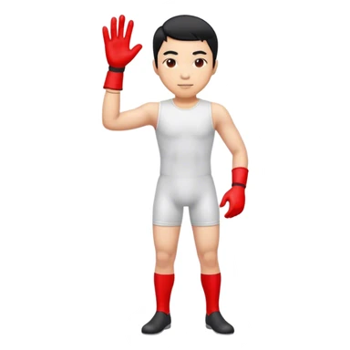 asian guy wearing red gloves with 3 legs  sticker