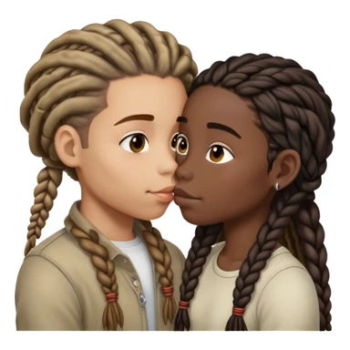 lightskin boy with dreads and darks king girl with two braids kissing sticker