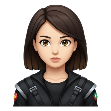 a brunette slim fighter woman in black, pixel art style sticker
