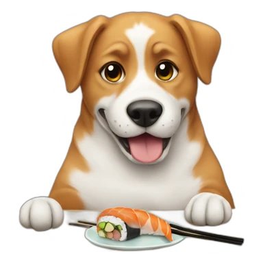 Dog eating sushi sticker