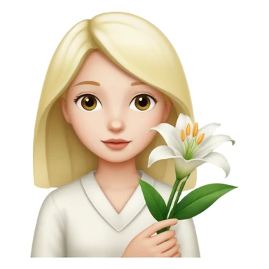 a girl holding flower lily sticker