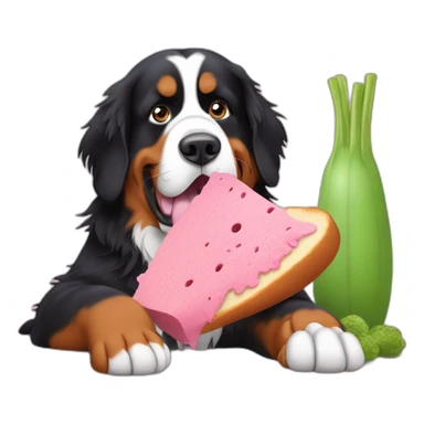 bernese mountain dog eating barbapapa sticker