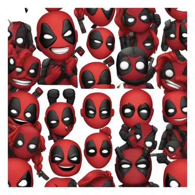 Un héro en costume rouge et noir qui ressemble beaucoup à Deadpool  sticker