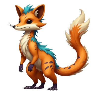 Cool randomly colored furry anthropomorphic fantasy-Vernid-creature by LiLaiRa with a long tufted tail with edgy markings (full body) sticker
