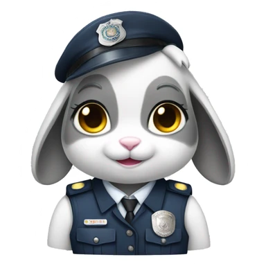female rabbit grey police sticker