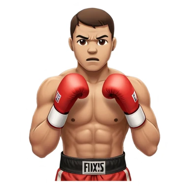 An icon showcasing a boxer in the ring, fists raised and ready for action. The background features a boxing arena with bright lights, a cheering crowd, and the ropes of the ring. The boxer's intense focus and powerful stance highlight the strength and determination of the sport.  sticker