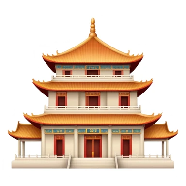 Chinese temple building, soft natural colors, standard emoji appearance sticker