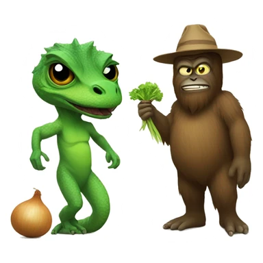 Lizard and Sasquatch with an onion  sticker