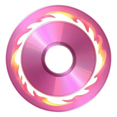 A minimalist CD disc with subtle pink flames, glowing effect sticker