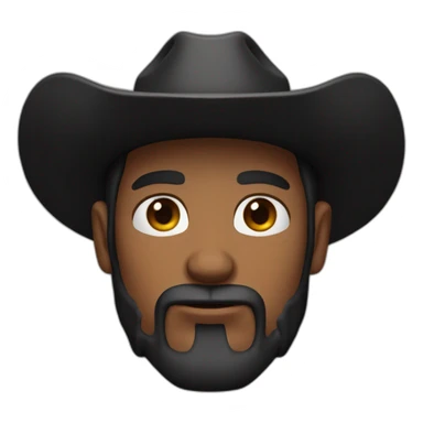 Cow boy with grown hair and scars on face and serious face with a black hat and black beard sticker