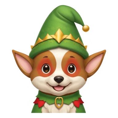 Dog with an elf sticker