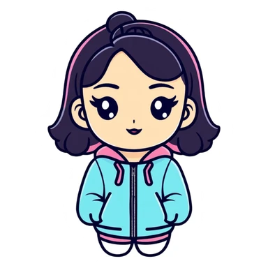 Charli XCX as a sticker, cute and cartoonish, kawaii style sticker