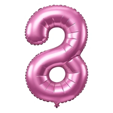 Pink foil balloon in the shape of a number 2 sticker