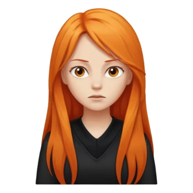 girl with very long orange hair and black clothes living sticker