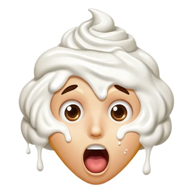 surprised face with whipped cream splattered across the face, mouth wide open sticker
