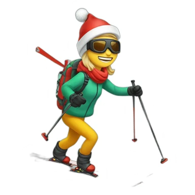 skiing christmas sticker